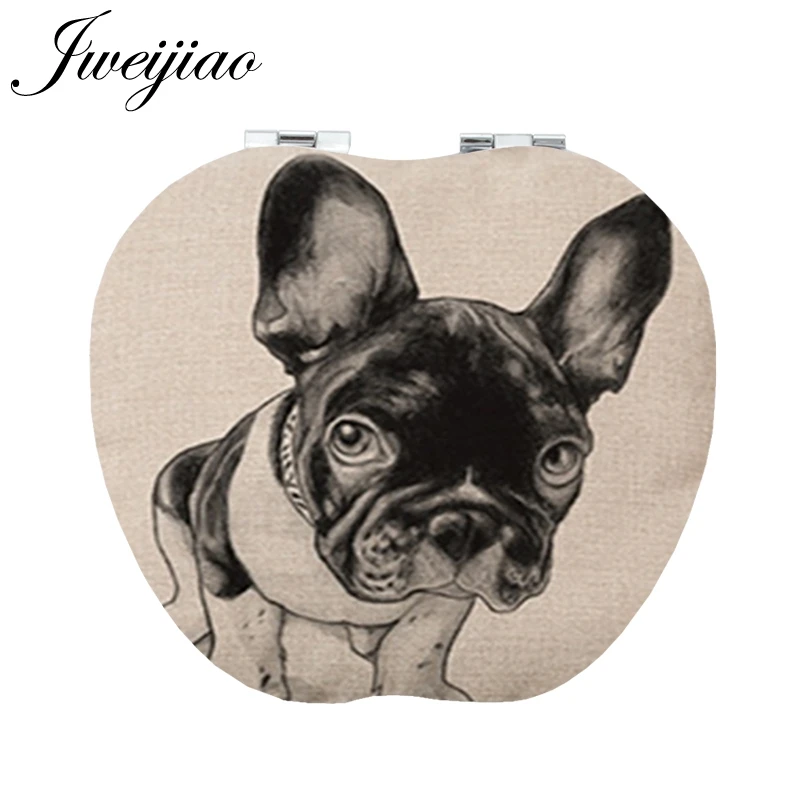 

Youhaken Black dog Apple Shaped Makeup mirrors cut animals Beauty Health Folding Compact mirror for Student birthday 1301