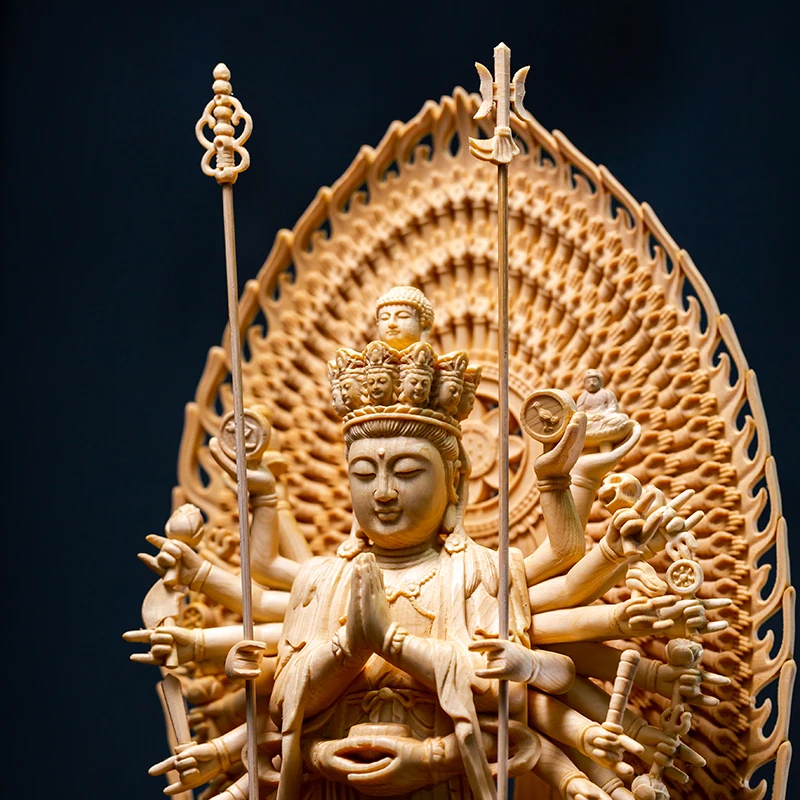 42 см тысячи рук Guanyin деревянная резная фигура статуя Будды Канадская кипарис
