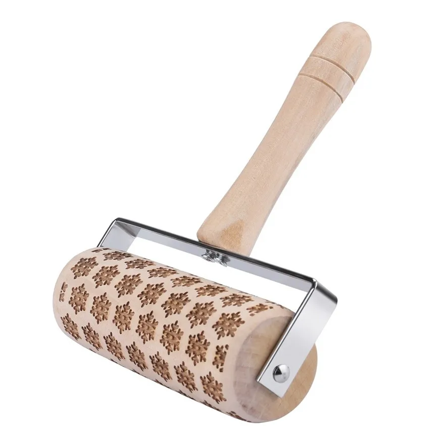 Рождественская Снежинка рельефная скалка 1 шт. деревянные рождественские Скалки