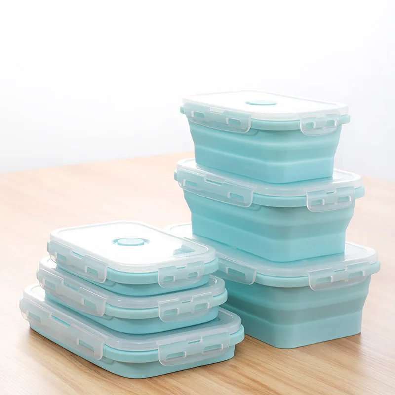 

Silicone Folding Bento Box Collapsible Portable Microwavable Lunch Box Food Dinnerware Foldable Food Kids Containers Bowl