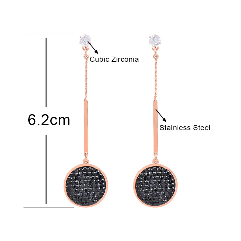 

LEEKER Stainless steel earrings for women with black stones rose gold color earrings 2021 trend 231 LK2