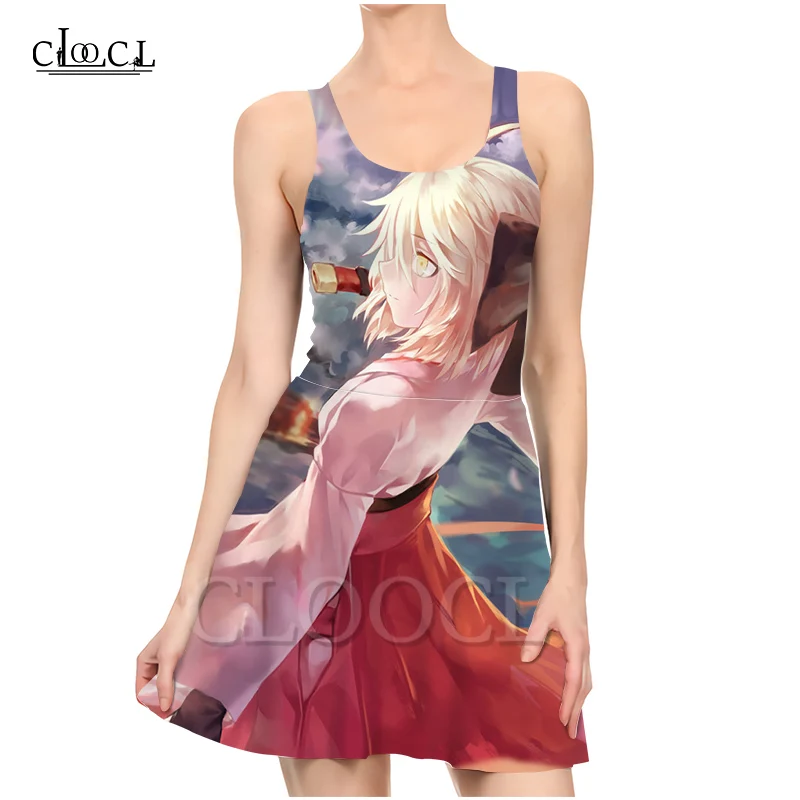 CLOOCL японское аниме инуяся летние платья с 3D принтом повседневное Плиссированное