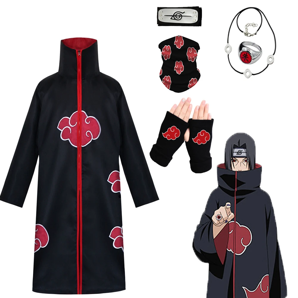 

Akatsuki Uchiha Tobi Obito Akatsuki Cosplay Costume Cloak Mask Halloween Man Woman Cosplay Costume Headband Accessories