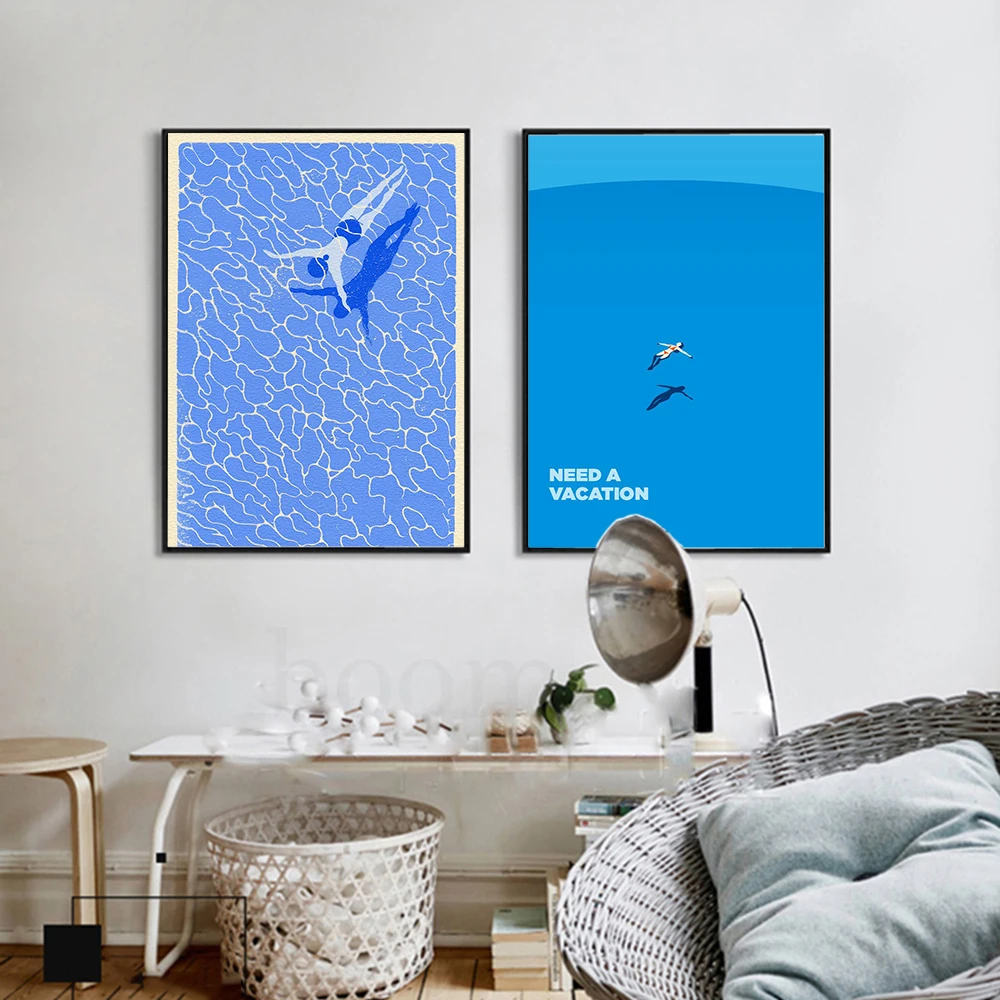 Абстрактная Настенная картина в скандинавском стиле принты для плавания