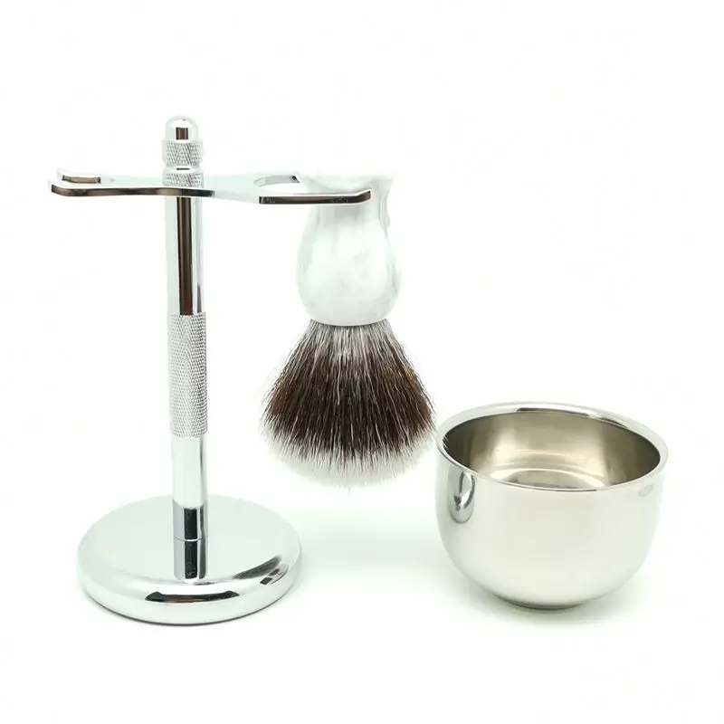 TEYO Synthetic Shaving Brush Set Include Shaving Cup Stand Perfect for Wet Shave Cream Safety Razor Beard Brush Tools