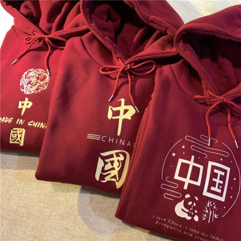 Красный китайский вельветовый утолщенный свитер с подкладкой женский модный