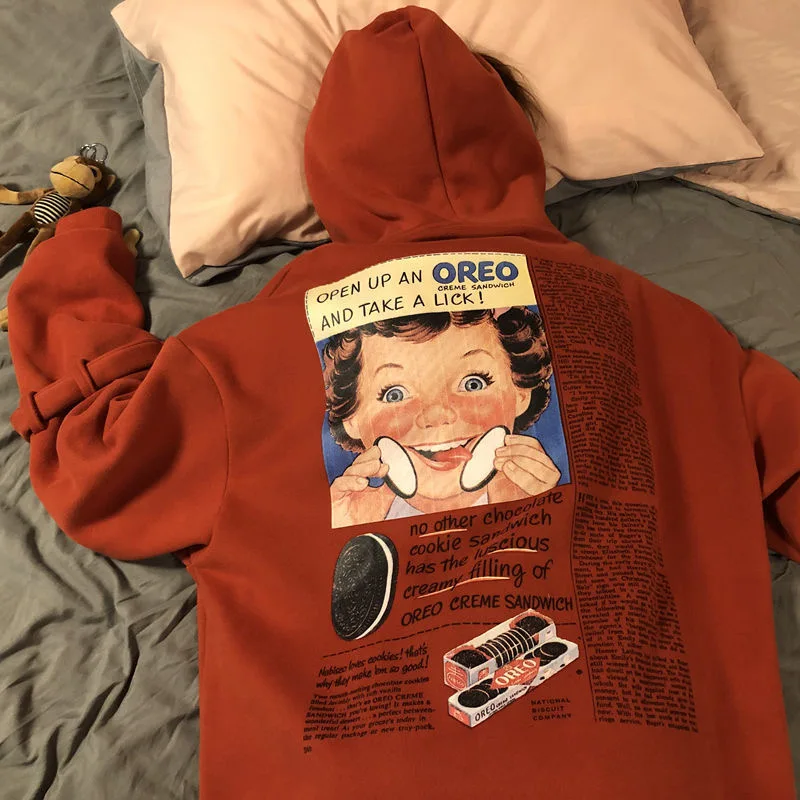 

Пуловер женский в стиле ретро с капюшоном, Свитер оверсайз в Корейском стиле, оранжевая куртка в стиле Харадзюку, Осень-зима 2020