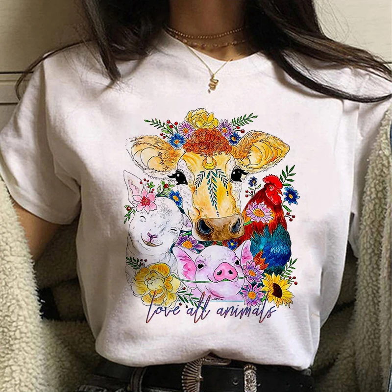 

Ullzang cow print women's t-shirt, vintage women's t-shirt, no food for friends, women's t-shirt