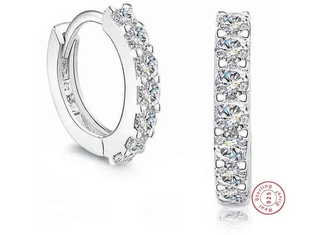 Женские серьги из серебра 925 пробы с фианитом|Серьги-гвоздики| |