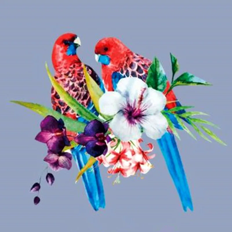 

15CM Parrots Flower Patches for Clothing Biker Badge Heat transfer printing Strange things Patch Clothes Stickers Christmas Gift