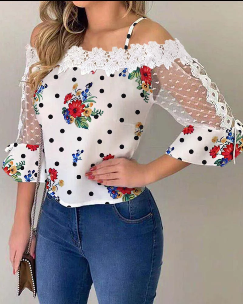 

Fitshinling Lace Patchwork Blouse Women