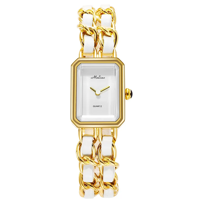 

Watch women Korean version square fashion woven chain belt women