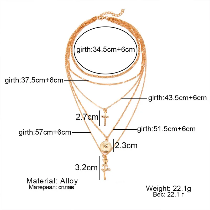 

Liwore Gothic Cross Necklace For Women Multilayer Alloy Gold Pendant Necklace Women Clavicle Chain Necklace Jewelry