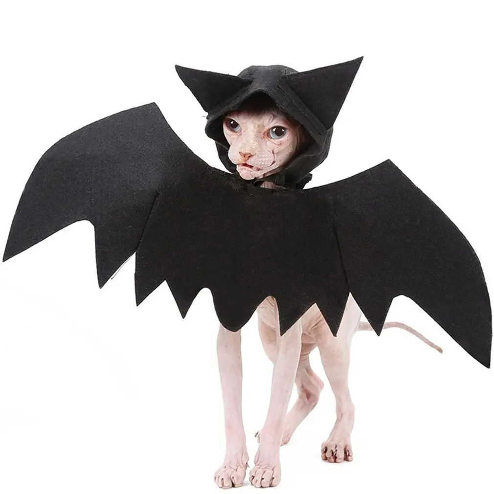 

Pet Clothes Halloween Bat Wings Hooded Black Cool Transformation Dress Cute Pet Holiday Decoration Costume