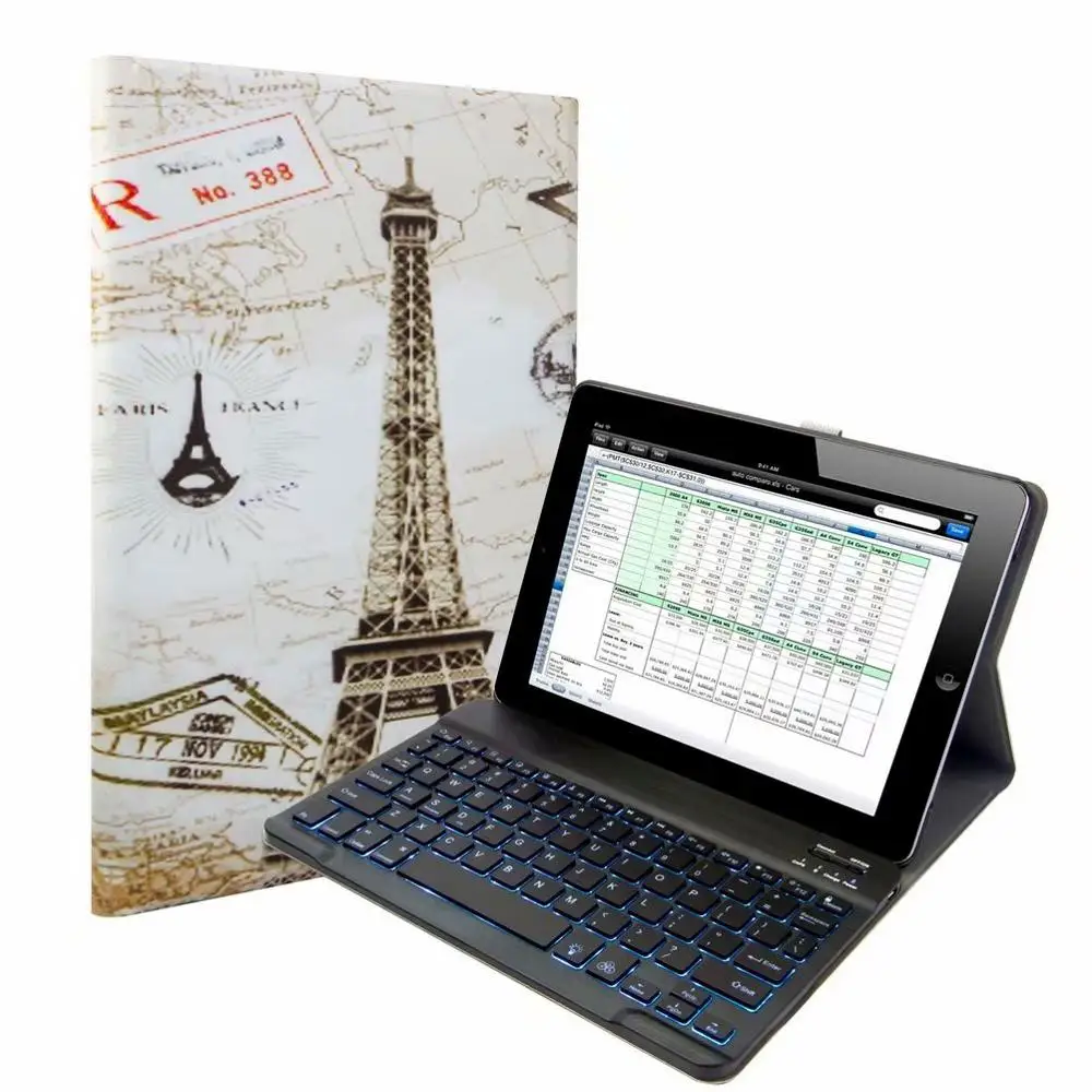 Мультяшный чехол из ткани с 7 подсветкой светильник-клавиатура для Apple IPad 9,7 Air 1 2 Pro 9,7 планшет Bluetooth клавиатура чехол - Цвет: With 7 colors  Light