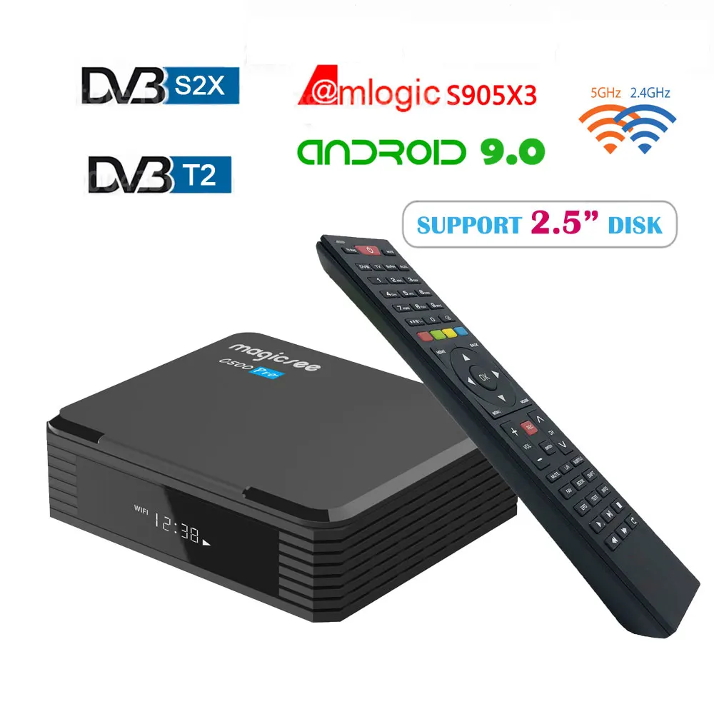 Magicsee c500 pro s905x3 android tv box digital satellite receiver DVB-S2X/S2 DVB T2 Android 4k tvbox for Europe/Asia | Электроника