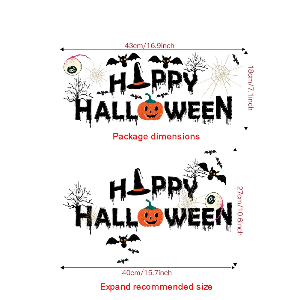 

High Quality Halloween sticker Happy Halloween Pumkin Fall Decor PVC Wall Stickers Letters Words Stickers