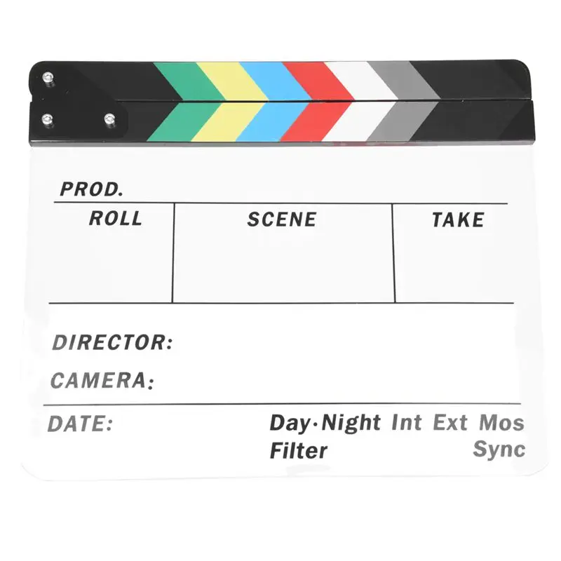 

Hot Generic Acrylic Colorful Clapperboard TV Film Movie Slate Cut Role Play Prop Hollywood