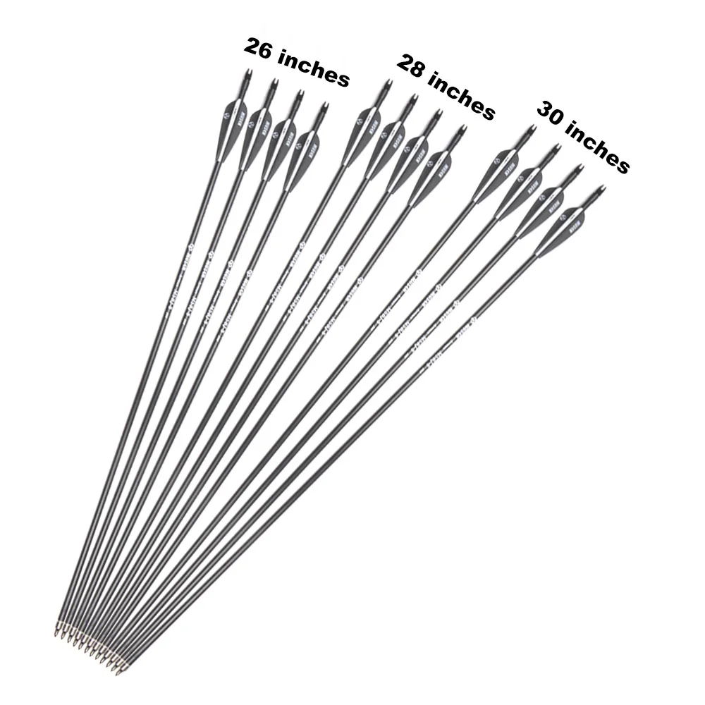

26/28/30 inches Spine 500 Fiberglass Arrows with Changeable Arrow Head for Compound Bow Target Practice Shooting Hunting