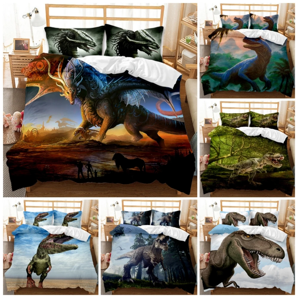 

HD 3D Digital Dragon Printed Bedding Set Dinosaur Printed Duvet Cover Set Comfort/Quilt Cover (Twin Full Queen King Size )