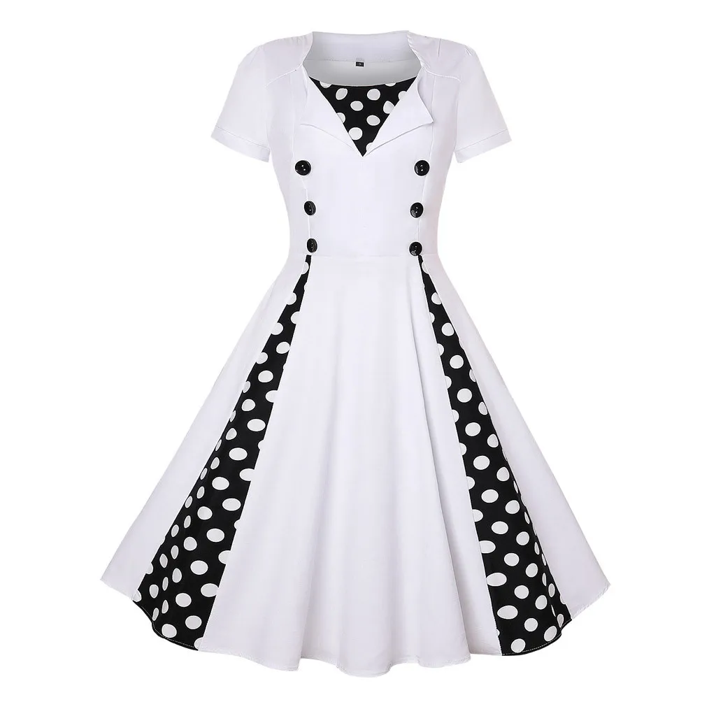 Red Dresses For Woman Women Dot Swing Dress Vintage Rockabilly Casual Evening Party vestidos de fiesta noche 2020 | Женская одежда