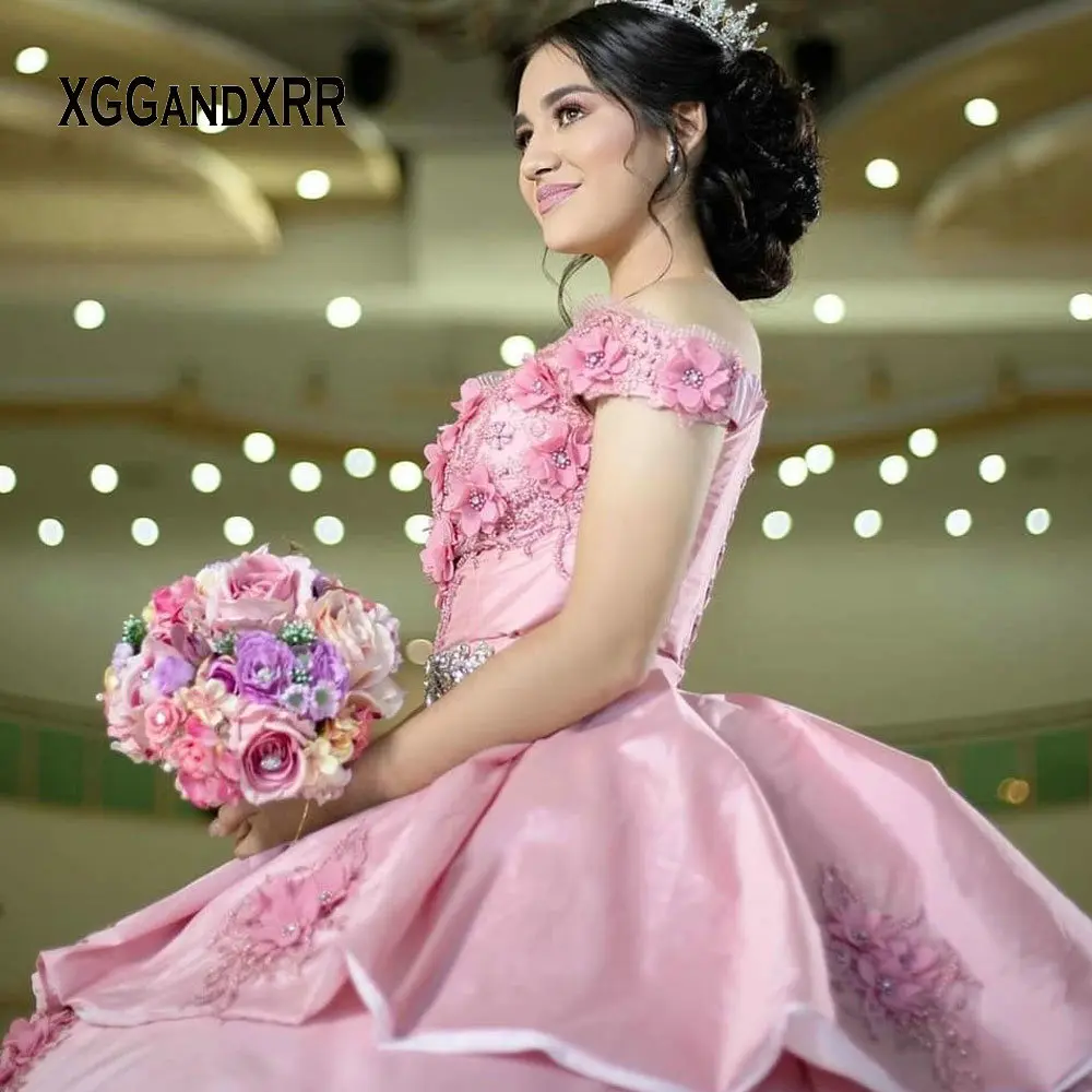 Розовые пышные платья 2020 цветочное кружевное мексиканское бальное платье для