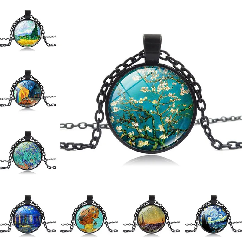 Ван Гог картины маслом колье Art бижутерия со стеклянными кабошонами Звездная