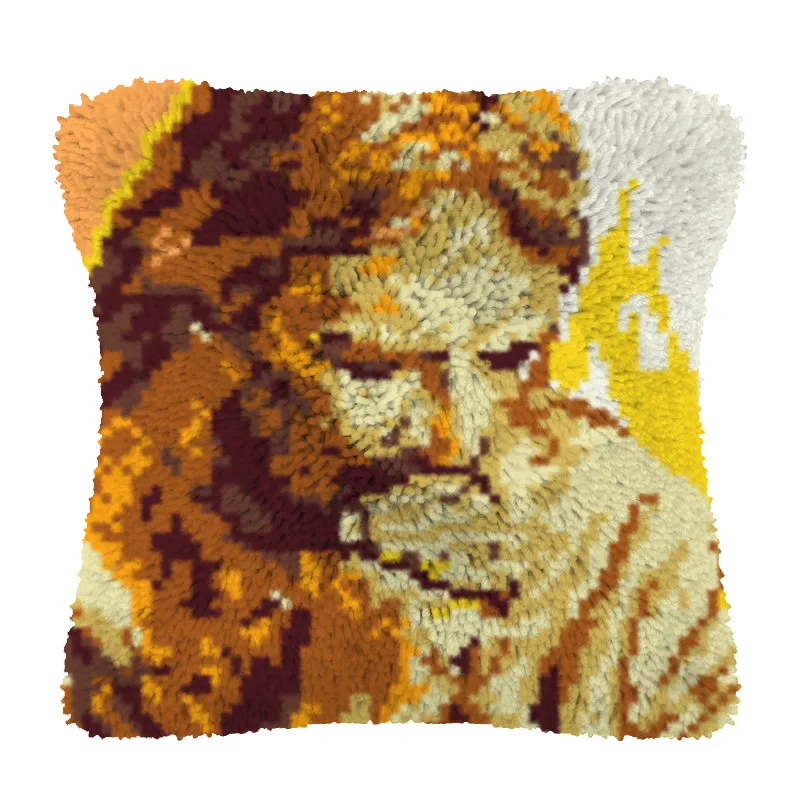 

Latch Hook Cushion Kits Pillow Mat DIY Craft Tiger Jesus Patterns Cross Stitch Needlework Crocheting Cushion Embroidery