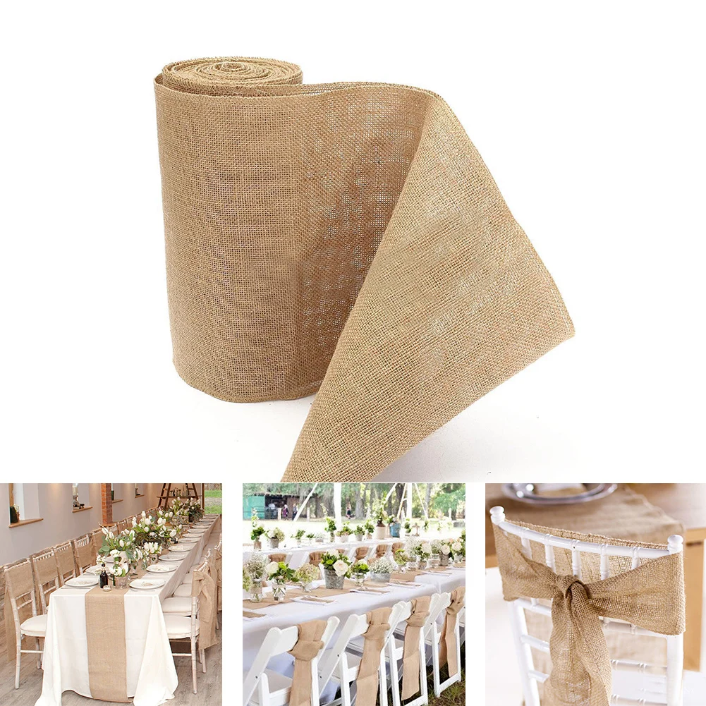 30cmX10m Table Runner Natural Vintage Jute Hessian Burlap Ribbon Rustic Weddings Belt Strap Floristry Wedding Party Decor Craft | Дом и сад