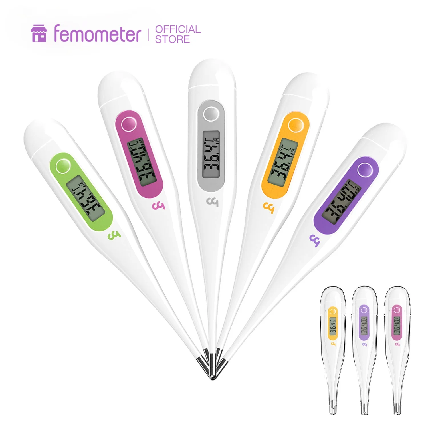 

(3 in 1 ) Femometer Oral Digital Thermometer for Fever Waterproof for Adult and Kids with Fever Alert Memory Recall