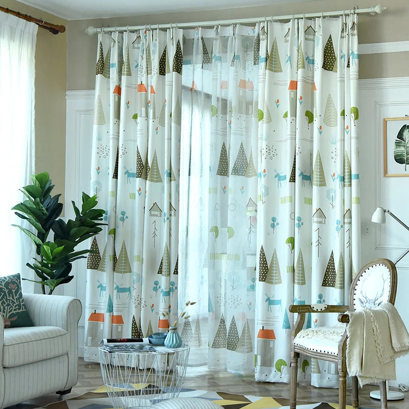 Шторы светонепроницаемые LISM в скандинавском стиле Мультяшные занавески с