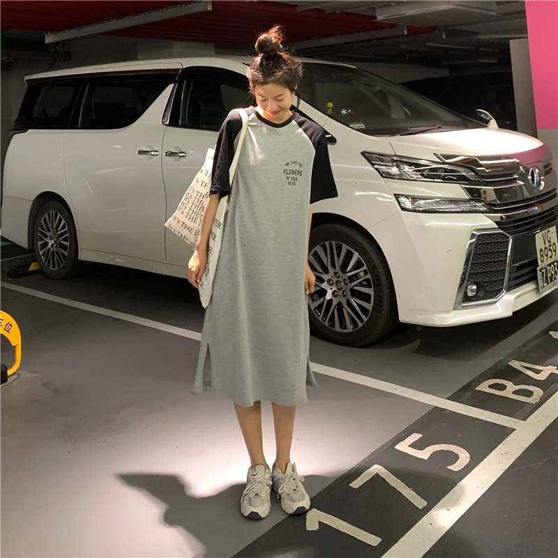 Длинный дизайн рукав реглан модный базовый с буквенным принтом серый черный