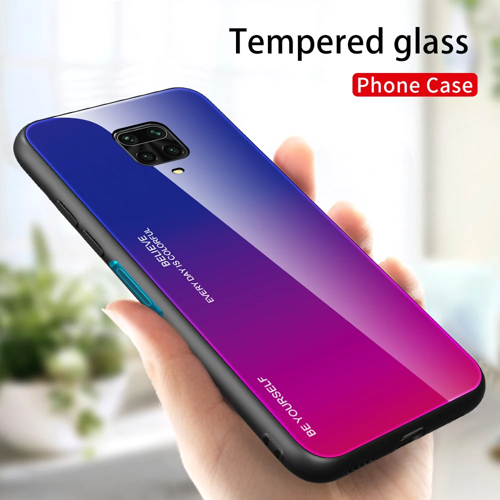 Hard Case For Xiaomi Redmi Note 9S 10 9 Pro Max 9A Case Luxury Gradient Glass Silicon Frame Back Cover For Redmi Note9 Pro Case