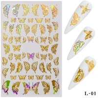 1pcs gold silver nail art laser butterfly stickers spring summer butterfly metal sticker decals holographic manicure decorations