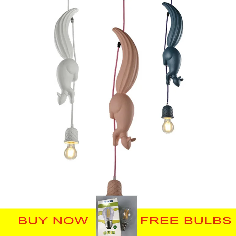 Squirrel Pendant Light Resin Animal Hanging Lamp for Children's Room Kindergarten Restaurant Bedroom Bar Gift Decoration | Освещение