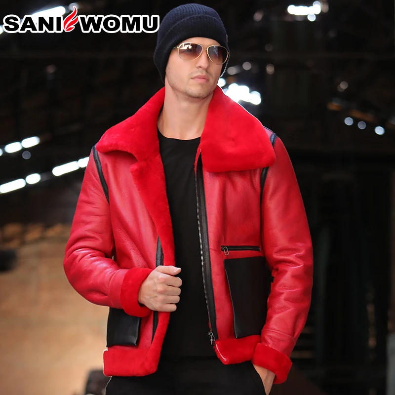 Пальто с мехом Для Мужчин's Shearling куртка B3 летная куртка короткой меховой кожаный жакет импортируется из шерсти из Австралии Для мужчин из овчей солнцезащитные очки-авиаторы