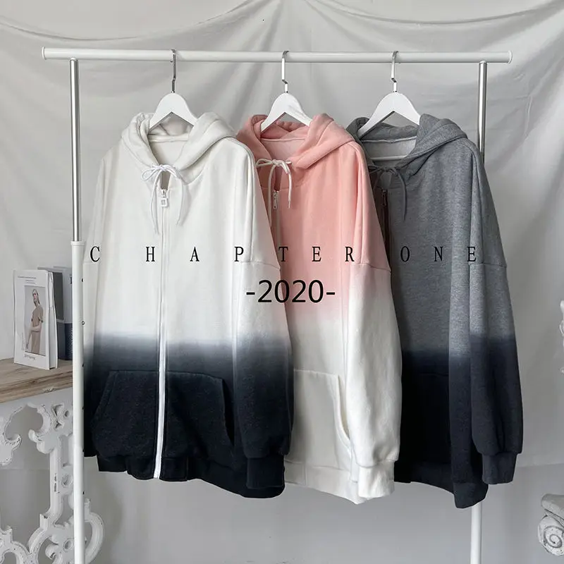 

Autumn Gradient Color Hoodies Men's Fashion Retro Casual Hooded Sweatshirt Men Streetwear Loose Hip-hop Zipper Hoodie Mens Hoody