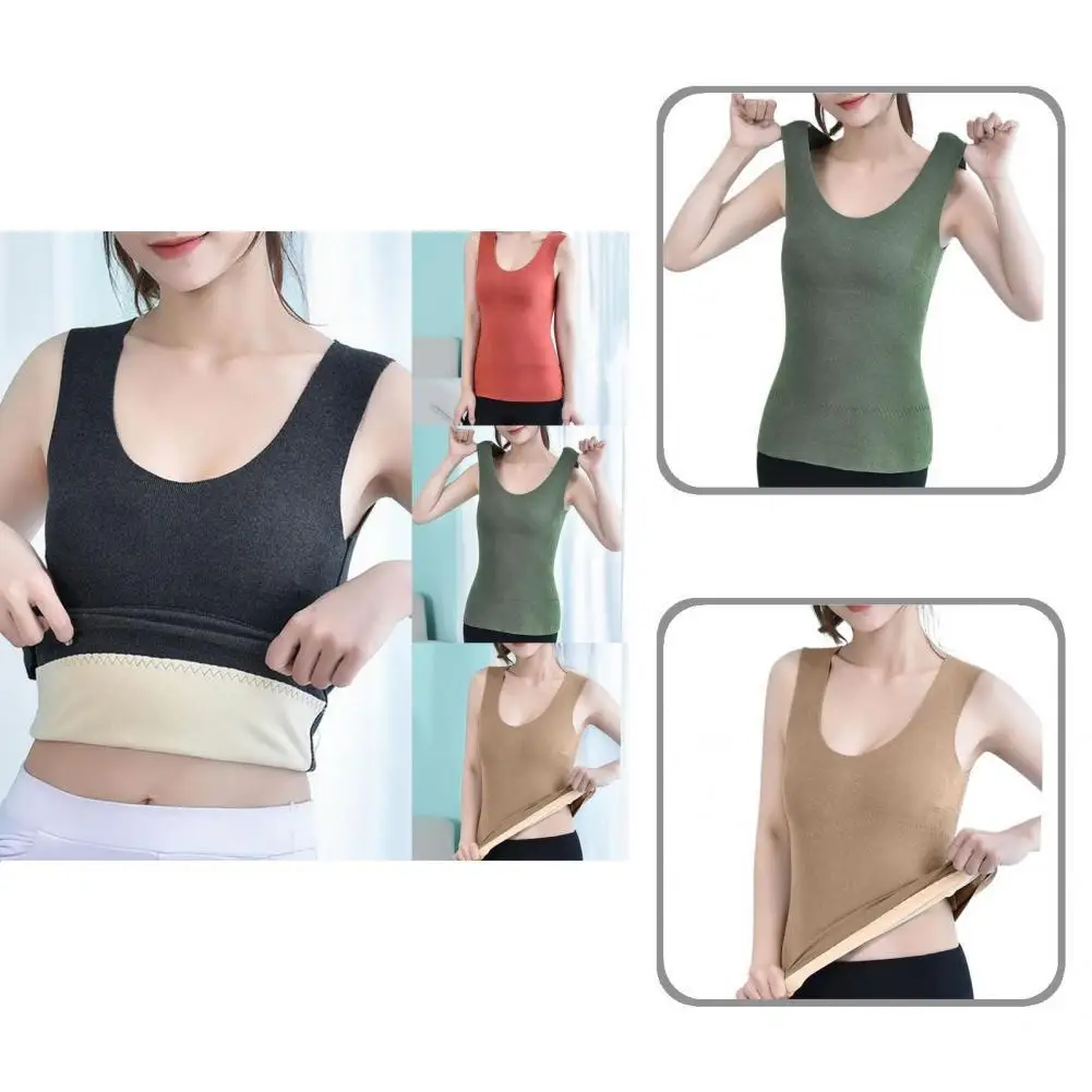 

Terrific Winter Underwear Camis Thicken Women Underwear Top Anti-shrink Pullover Double-side Plush Lady Base Top