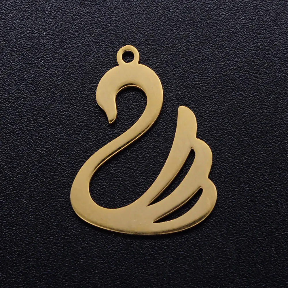5 шт./лот Лебедь из нержавеющей стали DIY шармы оптовая продажа полированные