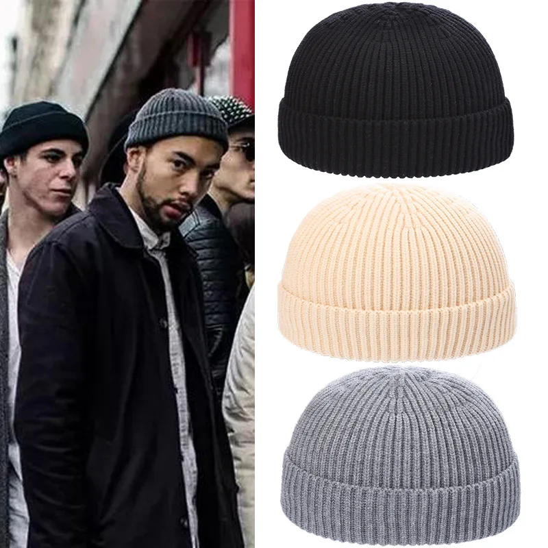 

New Unisex Beanie Hat Ribbed Knitted Cuffed Winter Hat Warm Short Beanie Casual Solid Color Skullcap Baggy For Adult Men Beanie