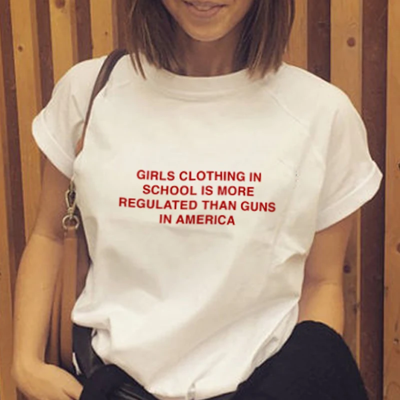 

Girls Clothing In School Is More Regulated T Shirt Ulzzang Harajuku Graphic Tees Women Cotton Grunge Summer Tops Drop Shipping