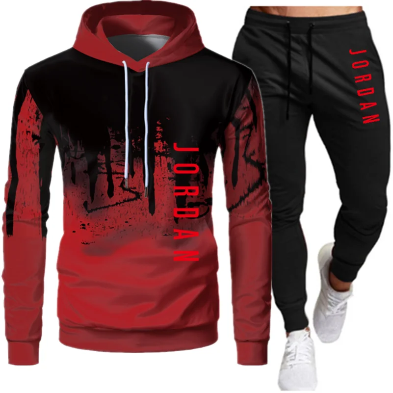 

2 Pieces Sets Tracksuit Men Hooded Sweatshirt+pants Pullover Hoodie Sportwear Suit Ropa Hombre Casual Clothes Size S-3XL