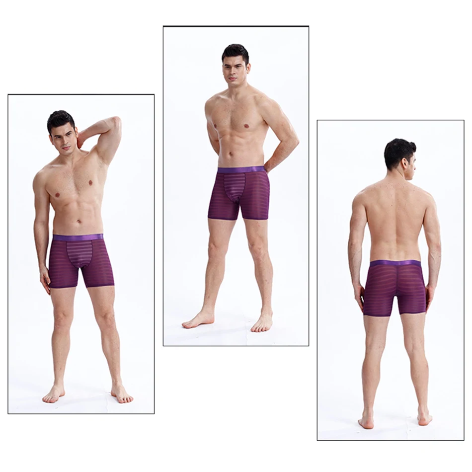 

Long Men's Boxer Pants Cool Sexy Summer Breathable Underwear Sports Running Anti Wear Leg Shorts