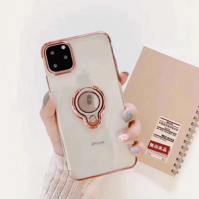 Чехол для iphone 11 Pro XS MAX XR iphone X 10 магнитный держатель прозрачный мягкий кремний чехол для iphone 6s 6 s 7 8 plus чехол для телефона - Цвет: rose gold