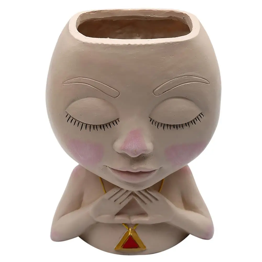 

Innovative Resin Face Flower Pot Cute Meditated Girl Head Succulent Planter Pot Home Living Room Decorative Plant Flower Pot