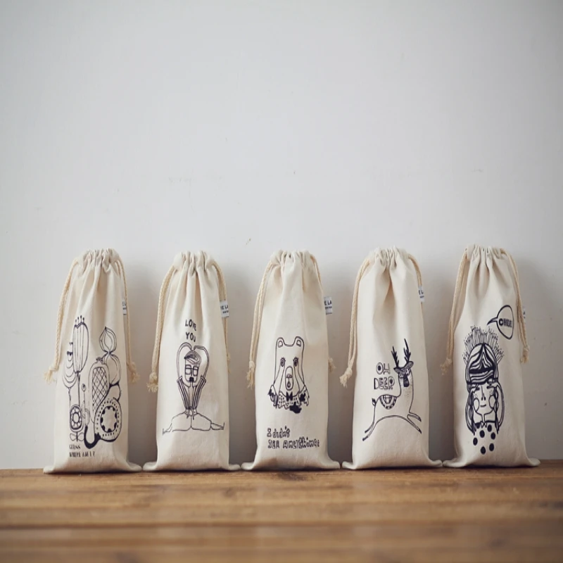 Высокое качество хлопок холст Подгонянная маленькая сумка на шнурке для