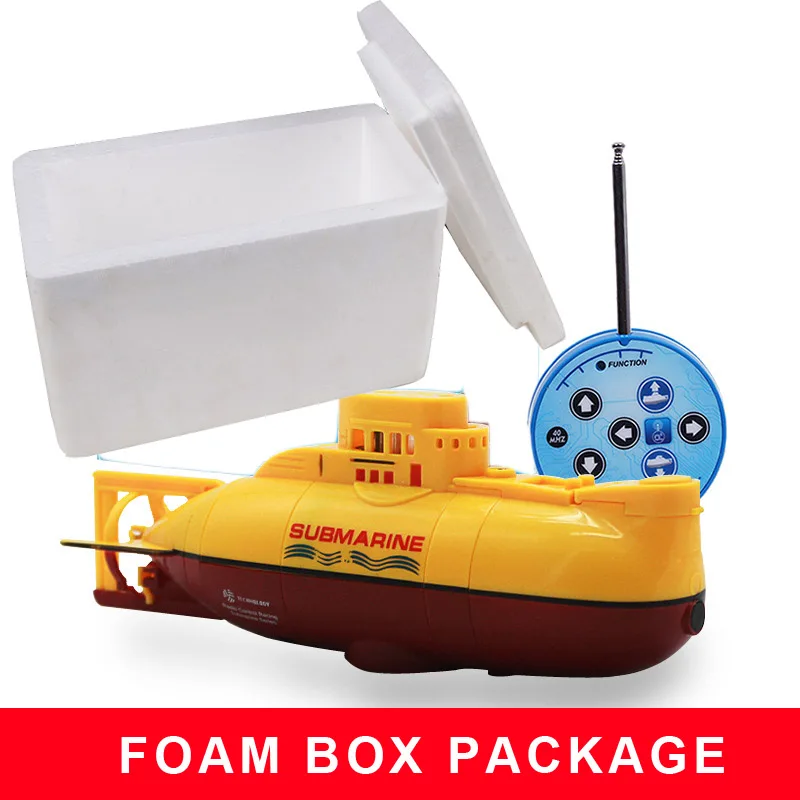 Yellow Foam Box Мини-субмарина с дистанционным управлением игрушечный корабль 6CH высокоскоростные радио лодки с дистанционным управлением модель Электрический свет детские игрушки - Цвет: Yellow Foam Box