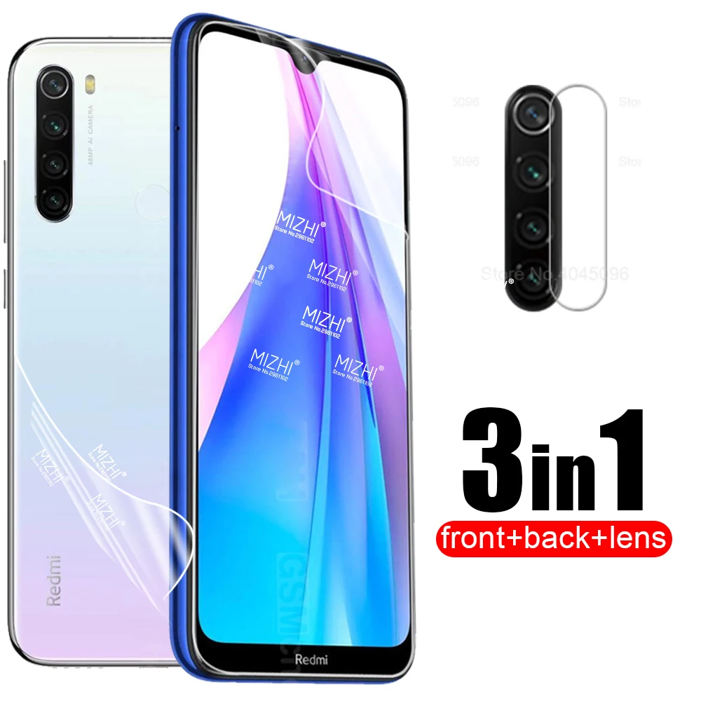 Гидрогелевая пленка 100D + стекло для камеры redmi 8 t xiaomi note pro защита экрана mi hidrogel xiami