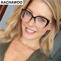 kachawoo optical big frame glasses blue light filter female cat eye tr90 fashion eyeglass frame for women decoration brown black