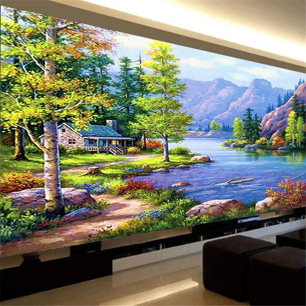 

Full Round Diamond Painting Natural Landscape 5d DIY Diamond Embroidery Mosaic Needlework Craft Art Home Decor for Christmas
